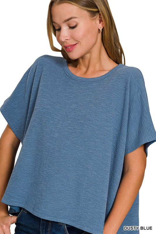 The Brinley Cotton Slub Boxy Tee – Relaxed Fit in Multiple Colors (S–3X)