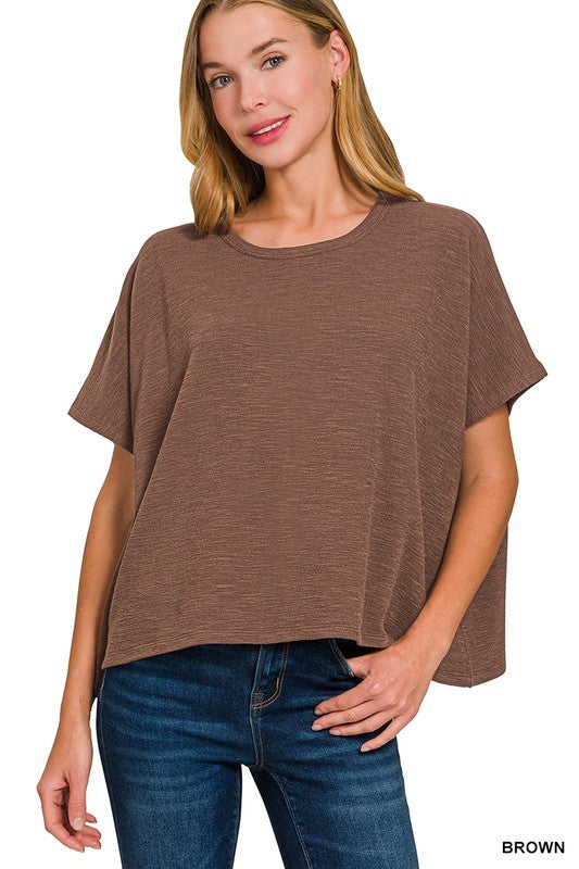 The Brinley Cotton Slub Boxy Tee – Relaxed Fit in Multiple Colors (S–3X)