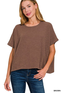 The Brinley Cotton Slub Boxy Tee – Relaxed Fit in Multiple Colors (S–3X)