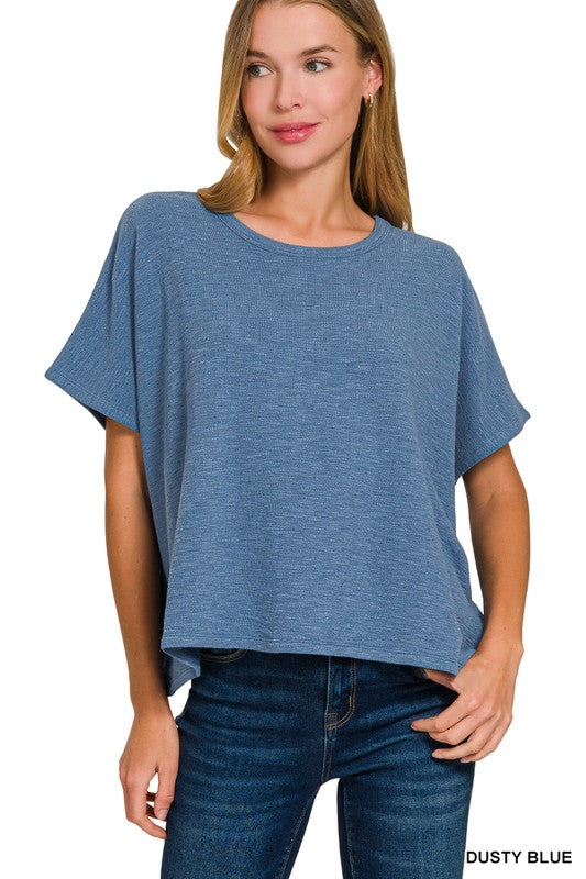 The Brinley Cotton Slub Boxy Tee – Relaxed Fit in Multiple Colors (S–3X)