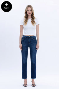 Willa Plus Size Slim Straight Jeans – Vervet by Flying Monkey (Comfort Stretch, Cropped Raw Hem)
