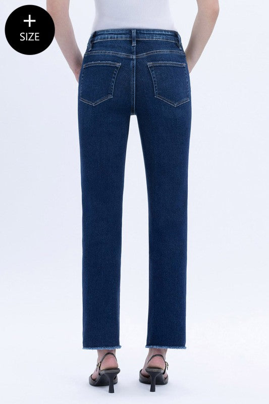 Willa Plus Size Slim Straight Jeans – Vervet by Flying Monkey (Comfort Stretch, Cropped Raw Hem)