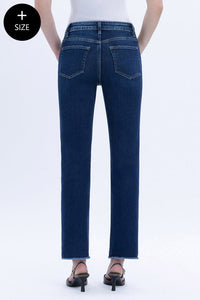 Willa Plus Size Slim Straight Jeans – Vervet by Flying Monkey (Comfort Stretch, Cropped Raw Hem)