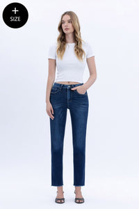Willa Plus Size Slim Straight Jeans – Vervet by Flying Monkey (Comfort Stretch, Cropped Raw Hem)