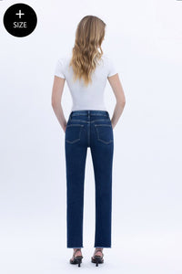 Willa Plus Size Slim Straight Jeans – Vervet by Flying Monkey (Comfort Stretch, Cropped Raw Hem)