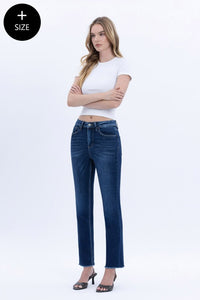 Willa Plus Size Slim Straight Jeans – Vervet by Flying Monkey (Comfort Stretch, Cropped Raw Hem)