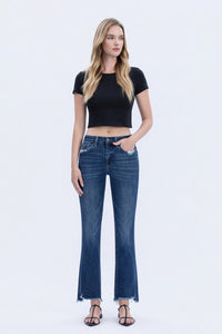 Lovervet Daphne High Rise Kick Flare Jeans – Distressed Cropped Denim with Frayed Hem