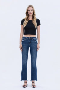 Lovervet Daphne High Rise Kick Flare Jeans – Distressed Cropped Denim with Frayed Hem