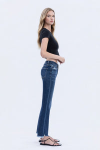 Lovervet Daphne High Rise Kick Flare Jeans – Distressed Cropped Denim with Frayed Hem