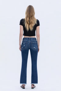 Lovervet Daphne High Rise Kick Flare Jeans – Distressed Cropped Denim with Frayed Hem