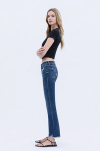 Lovervet Daphne High Rise Kick Flare Jeans – Distressed Cropped Denim with Frayed Hem