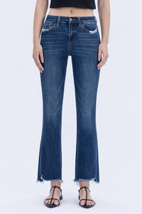 Lovervet Daphne High Rise Kick Flare Jeans – Distressed Cropped Denim with Frayed Hem