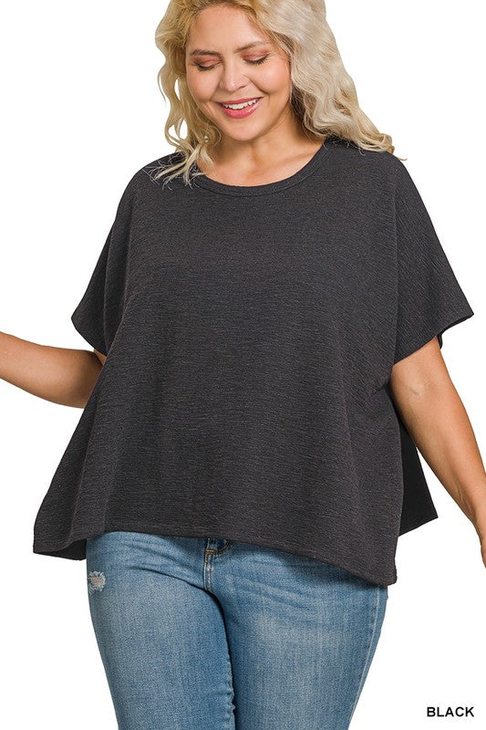 The Brinley Cotton Slub Boxy Tee – Relaxed Fit in Multiple Colors (S–3X)