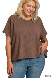 The Brinley Cotton Slub Boxy Tee – Relaxed Fit in Multiple Colors (S–3X)