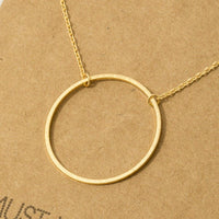 Everleigh  Gold Dipped Circle Pendant Necklace – Minimalist Brass Statement Jewelry