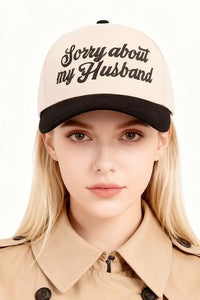 Sorry About My Husband Cap – Two-Tone Embroidered Canvas Hat