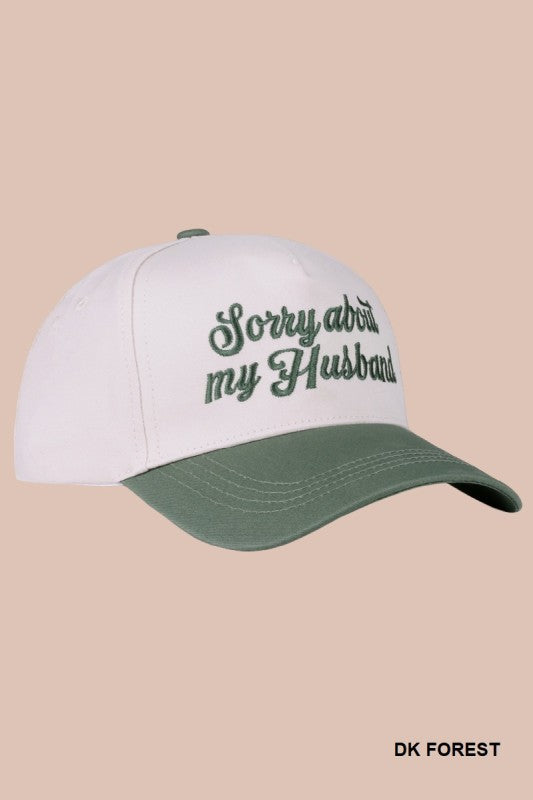Sorry About My Husband Cap – Two-Tone Embroidered Canvas Hat