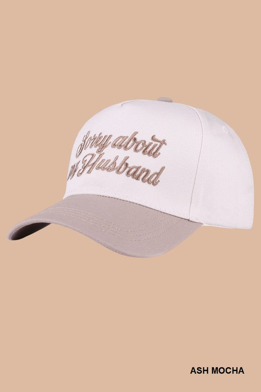 Sorry About My Husband Cap – Two-Tone Embroidered Canvas Hat