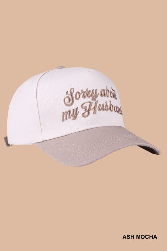 Sorry About My Husband Cap – Two-Tone Embroidered Canvas Hat