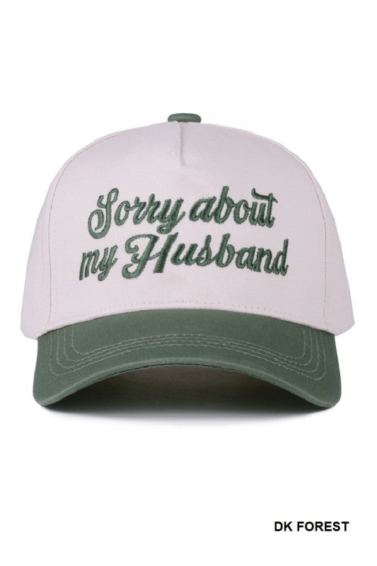 Sorry About My Husband Cap – Two-Tone Embroidered Canvas Hat