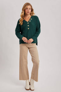 THERMAL HENELY SWEATER TOP: BEIGE / M/L