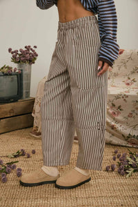 Harbor Stripe Utility Pants: Brown