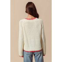 Making Spirits Bright Merry Sweater: Ivory/ Red