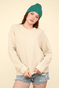 Caroline Oversized Soft Textured Knit Top: Cream