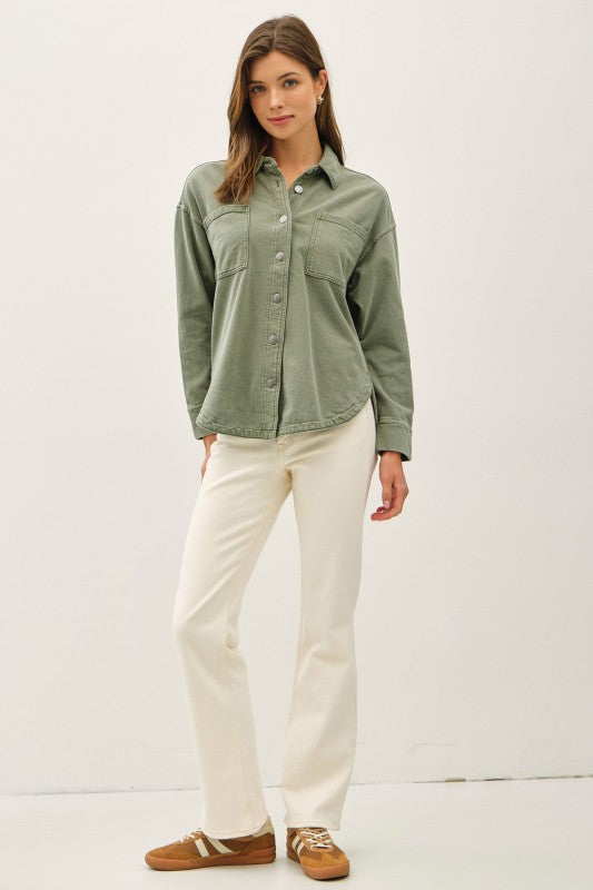 Haven Washed Denim Shirt Jacket – Oversized Soft Stretch Shacket (S–L)