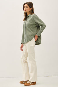 Haven Washed Denim Shirt Jacket – Oversized Soft Stretch Shacket (S–L)