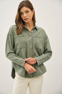 Haven Washed Denim Shirt Jacket – Oversized Soft Stretch Shacket (S–L)