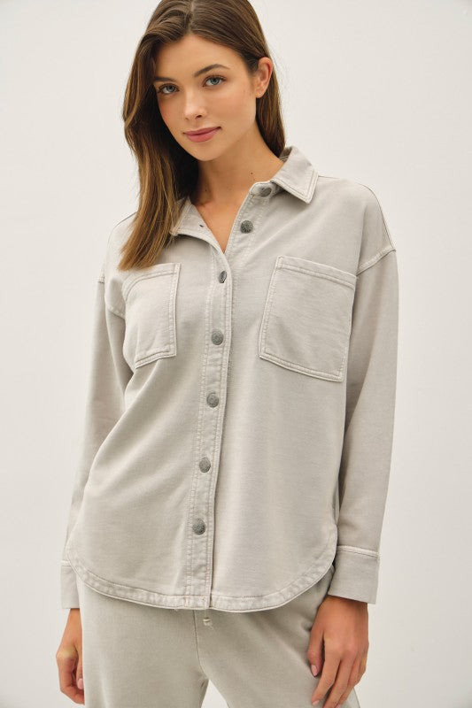 Haven Washed Denim Shirt Jacket – Oversized Soft Stretch Shacket (S–L)