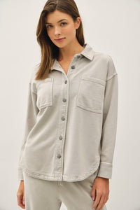 Haven Washed Denim Shirt Jacket – Oversized Soft Stretch Shacket (S–L)