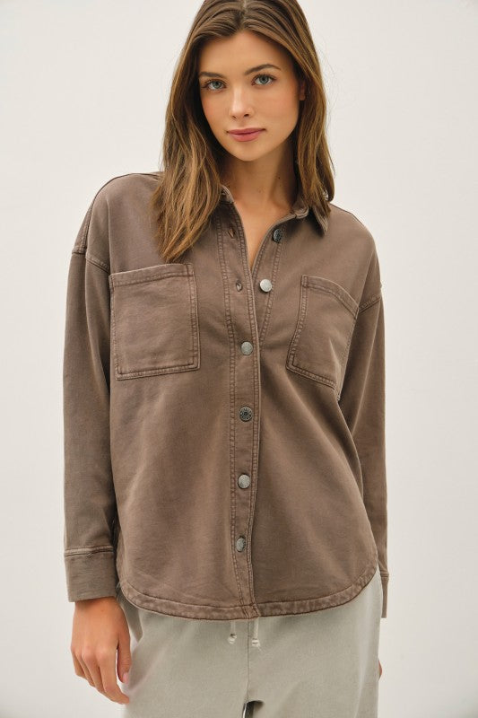 Haven Washed Denim Shirt Jacket – Oversized Soft Stretch Shacket (S–L)