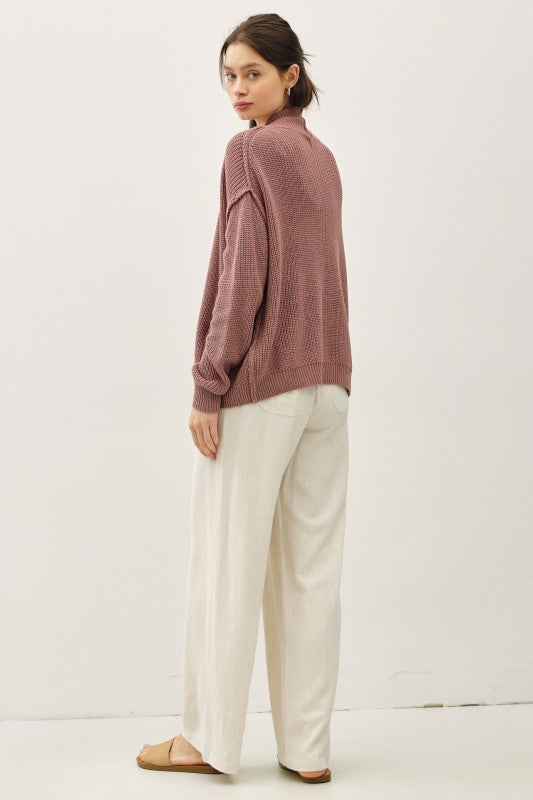 Autumn Rose Chunky Ribbed Knit Open Cardigan Sweater