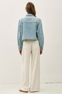 "Lennox Cropped Denim Shirt Jacket – Boxy Fit Button-Up (S–L)
