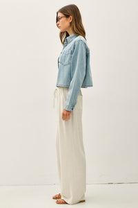 "Lennox Cropped Denim Shirt Jacket – Boxy Fit Button-Up (S–L)