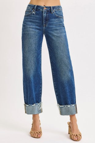 Risen "Roll With It" Boyfriend Jean: Medium Wash