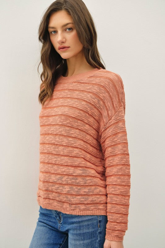 The Elowen Textured Stripe Lightweight Sweater