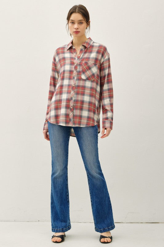 Whitney Classic Plaid Button-Down Shirt – Oversized Ultra-Soft Flannel (S–L)