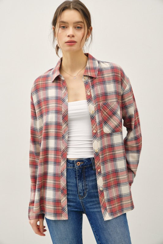 Whitney Classic Plaid Button-Down Shirt – Oversized Ultra-Soft Flannel (S–L)