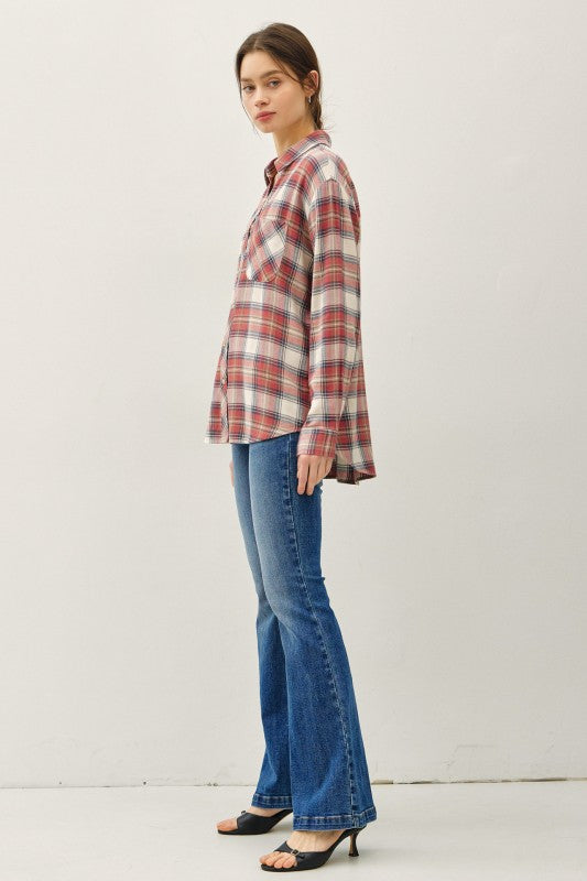 Whitney Classic Plaid Button-Down Shirt – Oversized Ultra-Soft Flannel (S–L)