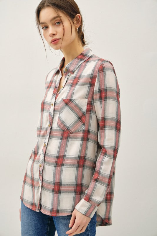 Savannah Relaxed Fit Plaid Button Down Shirt – Ultra Soft Rayon Flannel, Oversized Fall Top