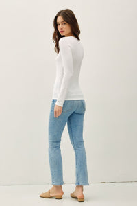 Harper Modal Long Sleeve Scoop Neck Tee – Slim Fit Essential Layering Top (Brown, White, Black)