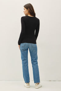 Harper Modal Long Sleeve Scoop Neck Tee – Slim Fit Essential Layering Top (Brown, White, Black)