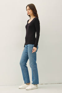 Harper Modal Long Sleeve Scoop Neck Tee – Slim Fit Essential Layering Top (Brown, White, Black)