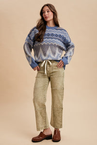 Talia Mineral Wash Utility Jeans – Stretch Denim Straight Wide Leg with Patch Panels | Northern Belle Boutique