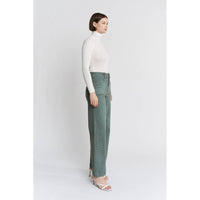 Mica Denim Remi High Rise Wide Leg Jeans – Sage Green Vintage Wash Stretch Denim