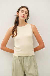 The Noelle Wool Blend Tank Top – Boat Neck Sleeveless Soft Lightweight Knit