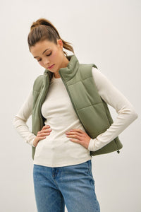 The Maren Soft Touch Padded Vest – Lightweight Zip-Up High Neck with Adjustable Hem